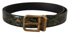 Dolce & Gabbana Multikleurige Leren Vernice Pavone Bronzen Metalen Riem