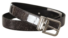 Dolce & Gabbana Schwarzer Goccia-Glitzerlackleder-Gürtel mit Schnalle