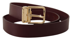 Dolce & Gabbana Bordeauxrode Vitello Lederen Riem met Gouden Metalen Gesp