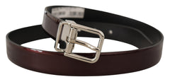 Dolce & Gabbana Brauner Lackleder-Gürtel mit silberner Metallschnalle