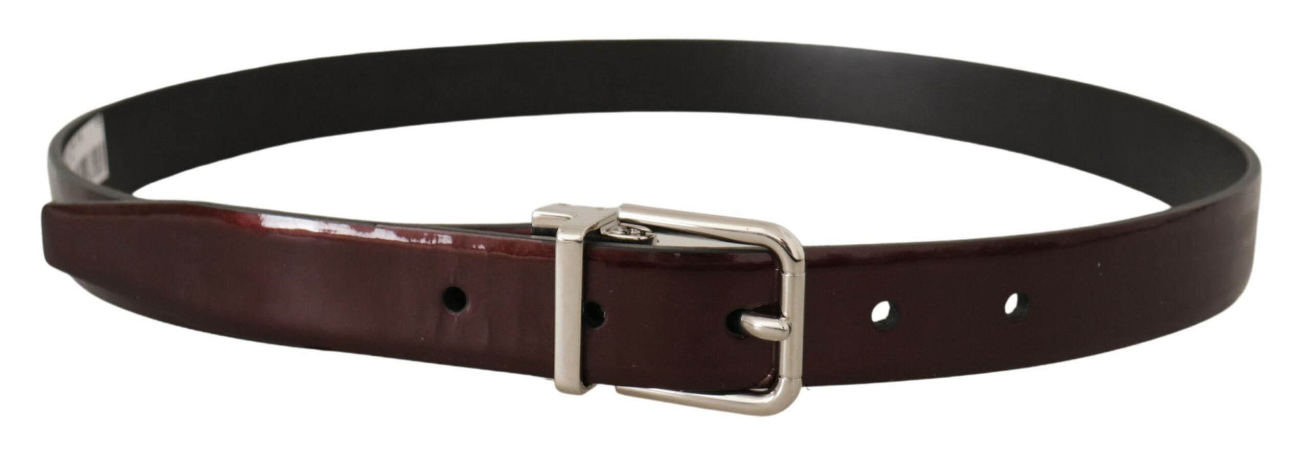 Dolce & Gabbana Brauner Lackleder-Gürtel mit silberner Metallschnalle