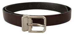 Dolce & Gabbana Brauner Lackleder-Gürtel mit silberner Metallschnalle