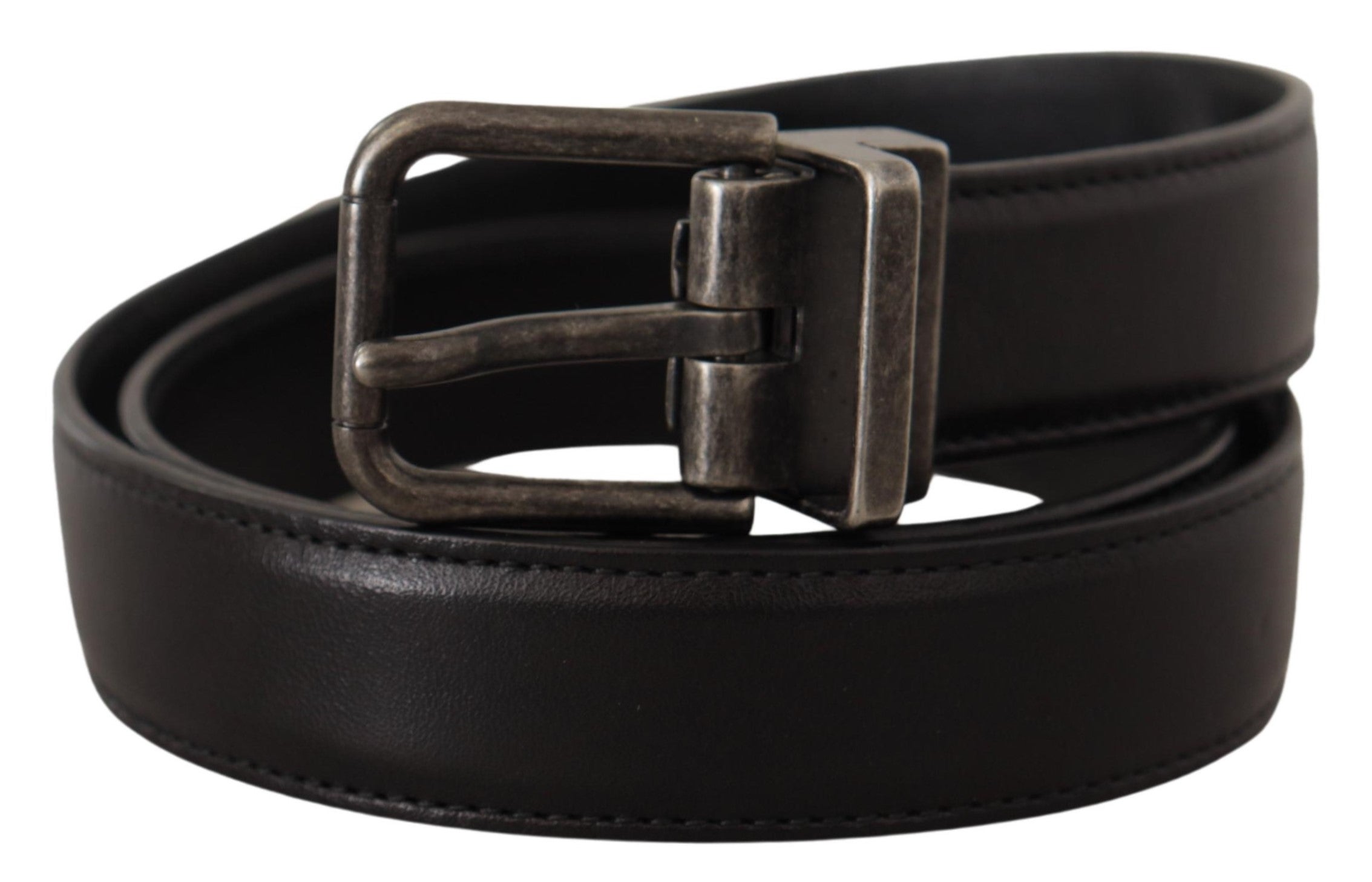 Dolce & Gabbana Gürtel aus schwarzem Kalbsleder mit Metallschnalle und Logo