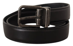 Dolce & Gabbana Gürtel aus schwarzem Kalbsleder mit Metallschnalle und Logo