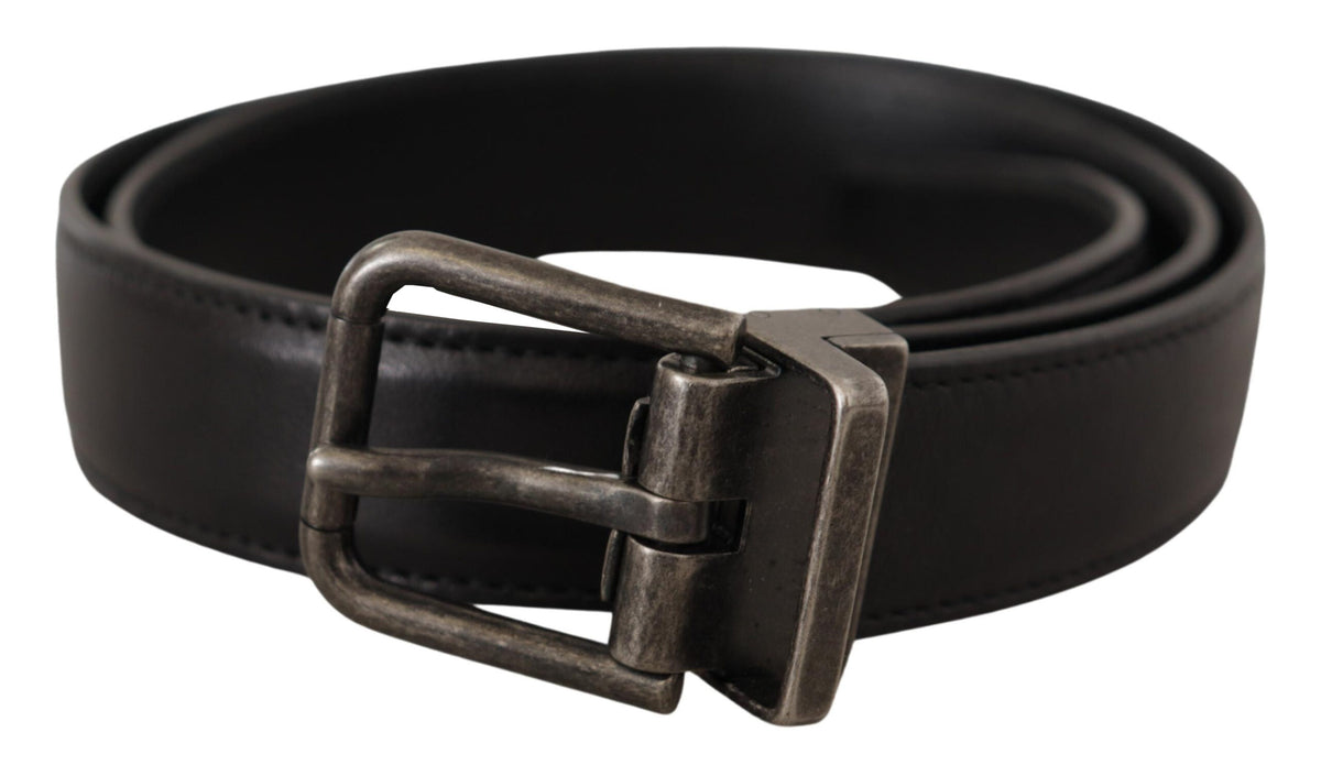 Dolce & Gabbana Gürtel aus schwarzem Kalbsleder mit Metallschnalle und Logo