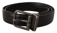 Dolce & Gabbana Gürtel aus schwarzem Kalbsleder mit Metallschnalle und Logo