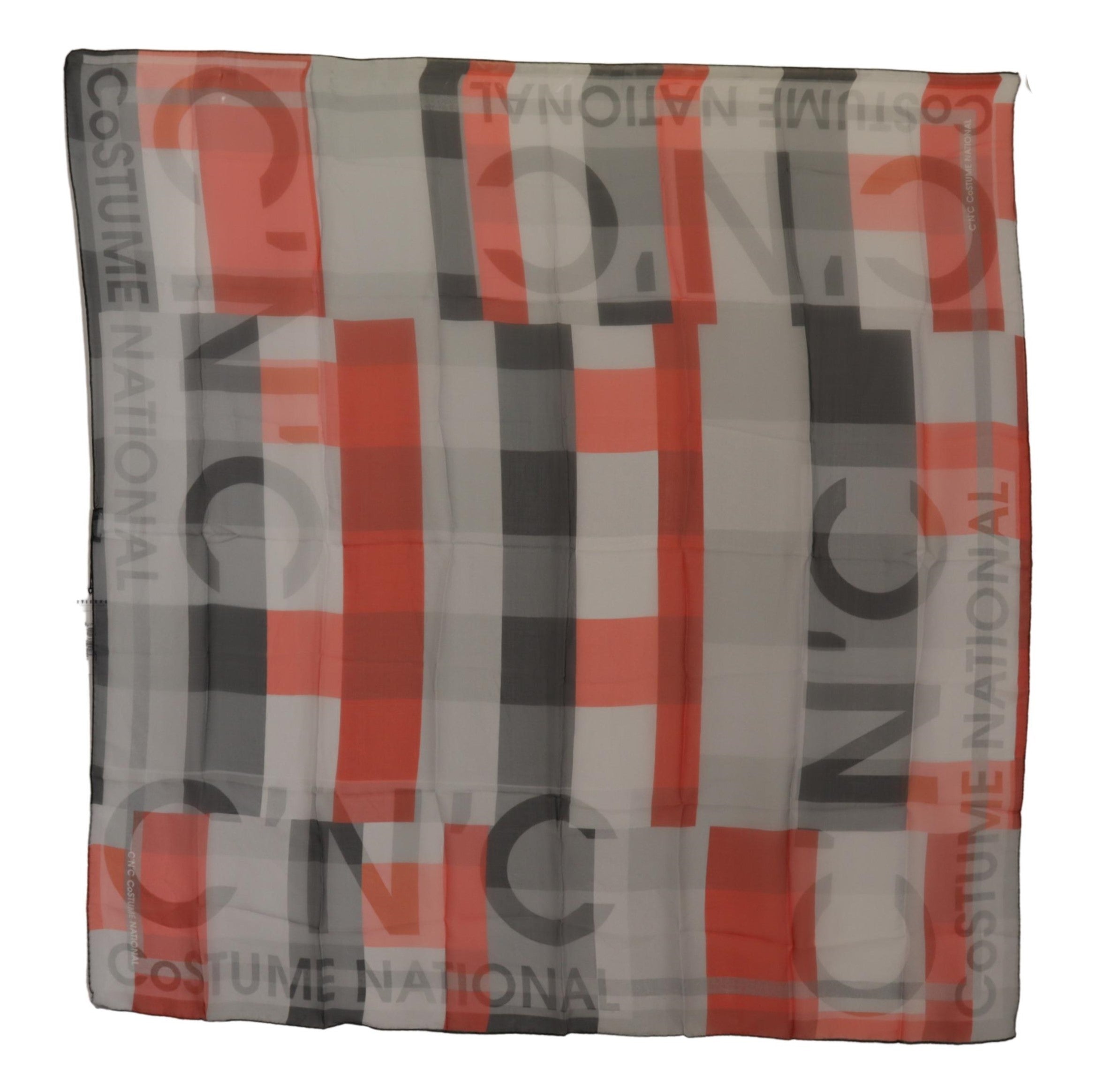 Costume National Grau Rot Schal Foulard Wrap