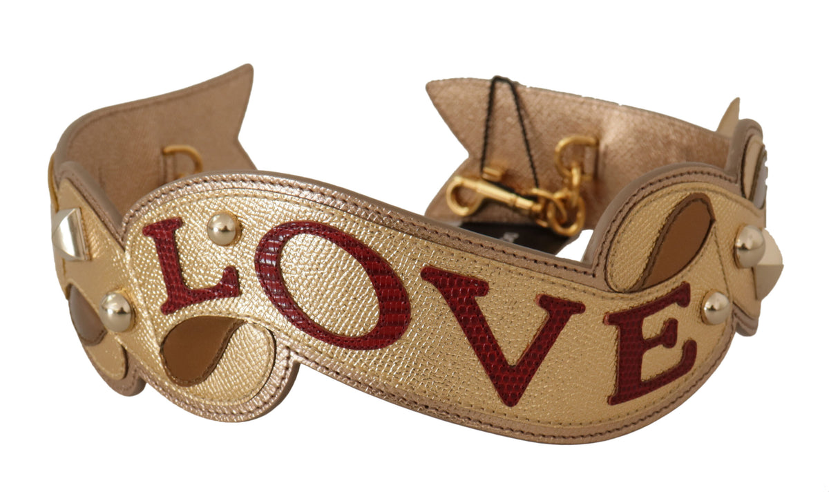 Dolce & Gabbana Schulterriemen aus Goldleder mit LOVE-Patch