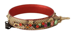 Dolce & Gabbana Beige Exotisch Lederen Kristallen Schouderband