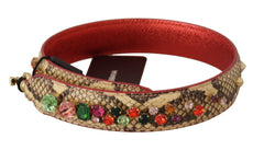Dolce & Gabbana Beige Exotisch Lederen Kristallen Schouderband
