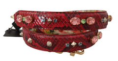 Dolce & Gabbana Rode Exotische Leren Kristallen Omkeerbare Schouderband