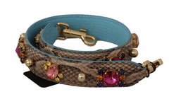 Dolce & Gabbana Bruine Exotische Leren Schouderband met Kristallen