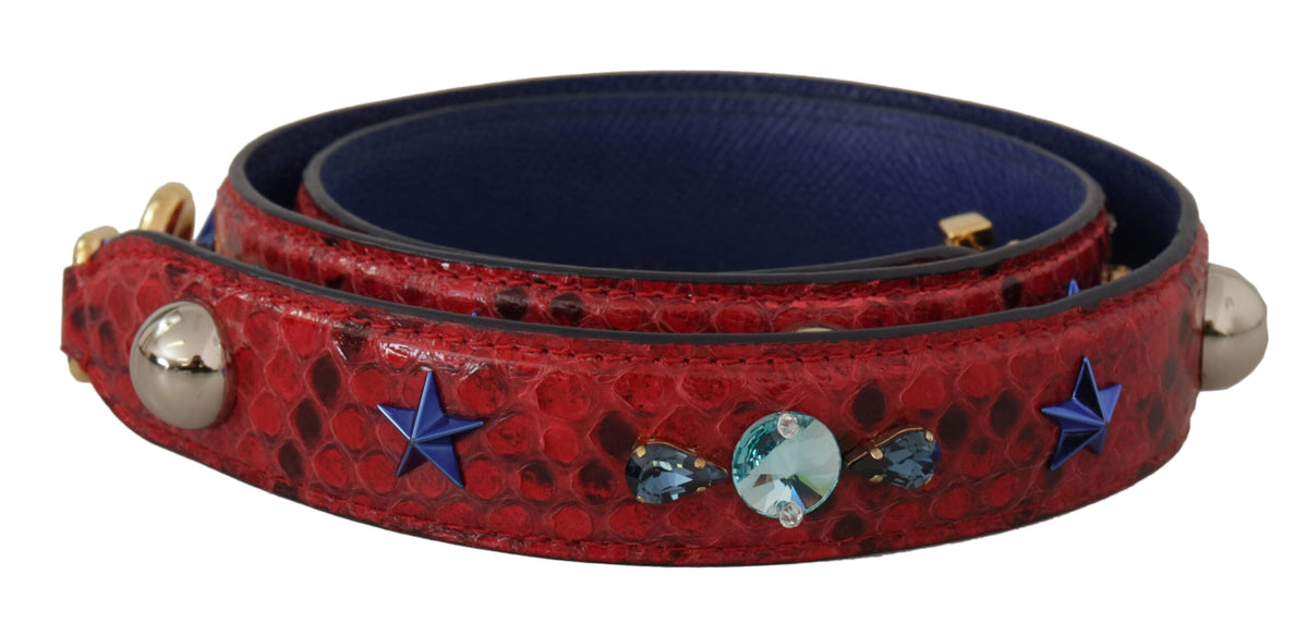 Dolce & Gabbana Roter Schulterriemen aus exotischem Leder mit Kristallen