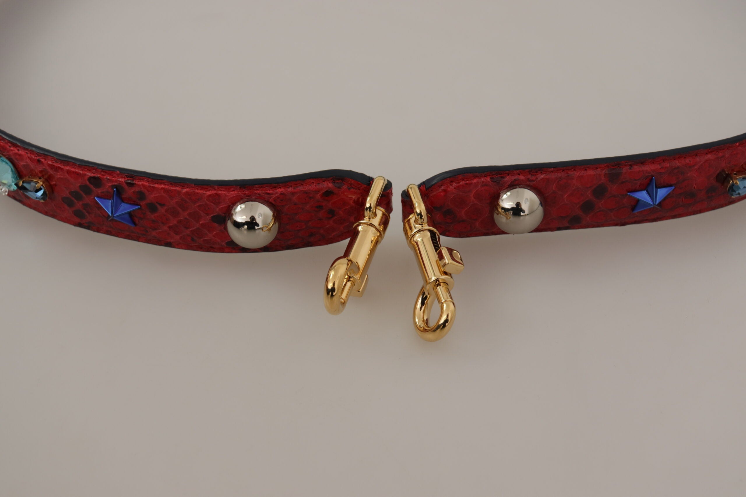 Dolce & Gabbana Roter Schulterriemen aus exotischem Leder mit Kristallen