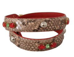 Dolce & Gabbana Bruine Python Leren Kristallen Schouderband