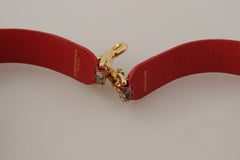 Dolce & Gabbana Bruine Python Leren Kristallen Schouderband