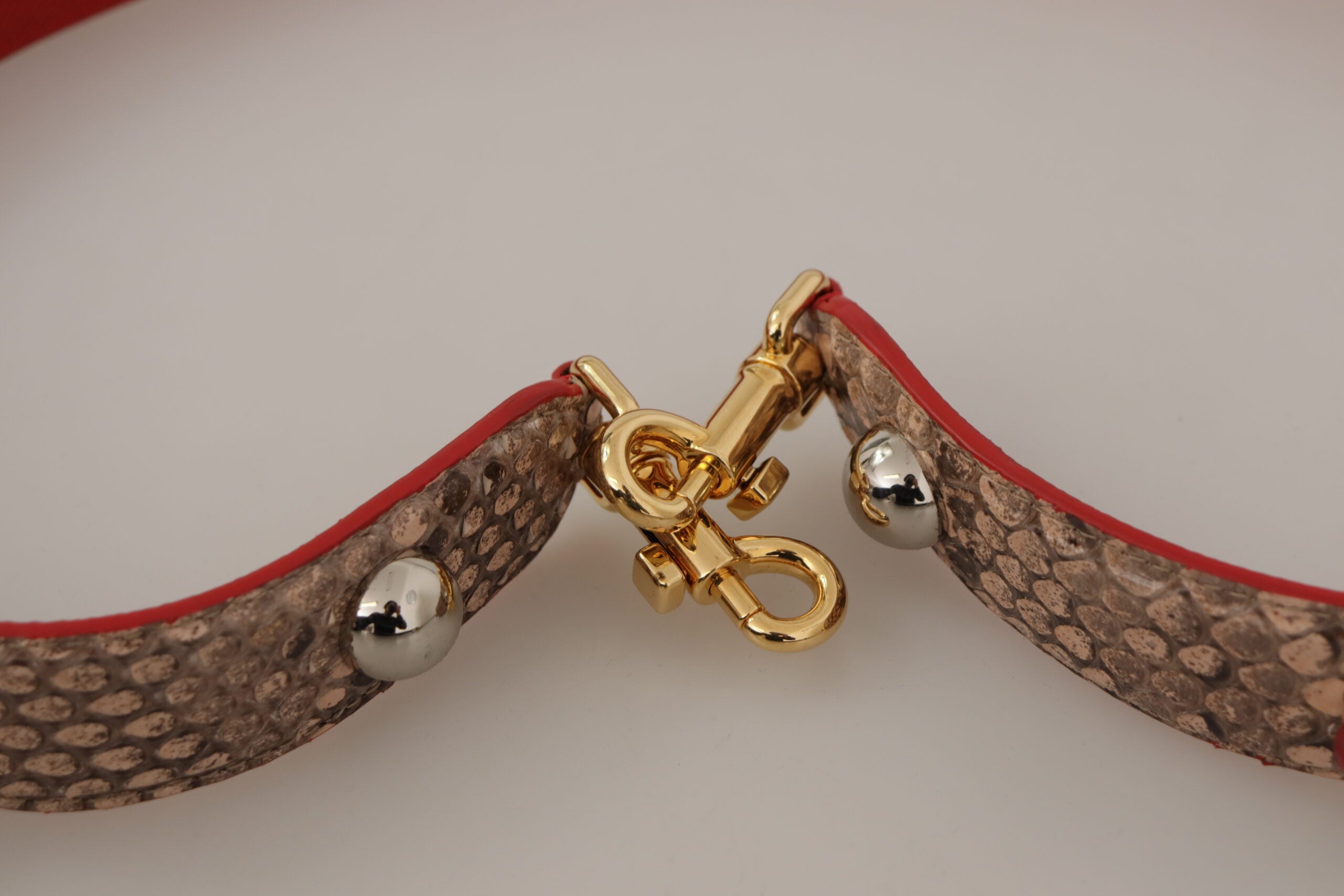 Dolce & Gabbana Bruine Python Leren Kristallen Schouderband