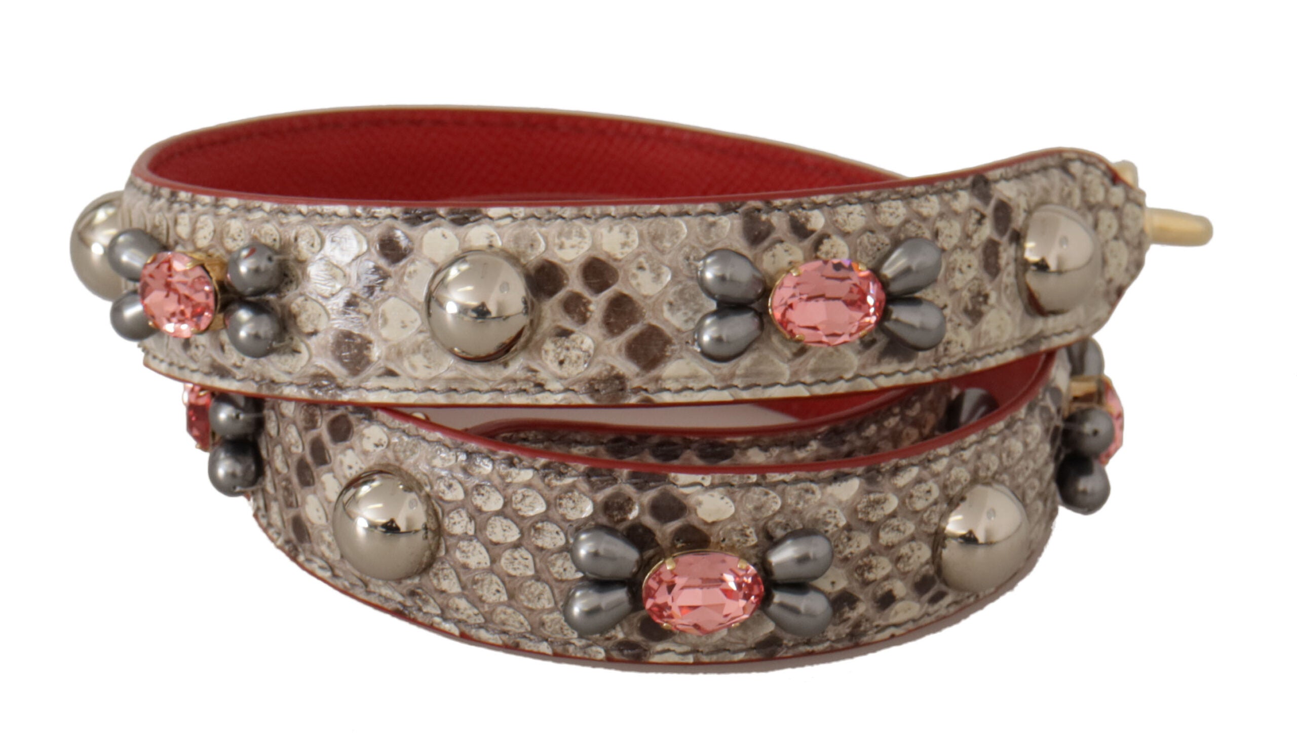 Dolce & Gabbana Beige Exotisch Lederen Schouderriem met Studs