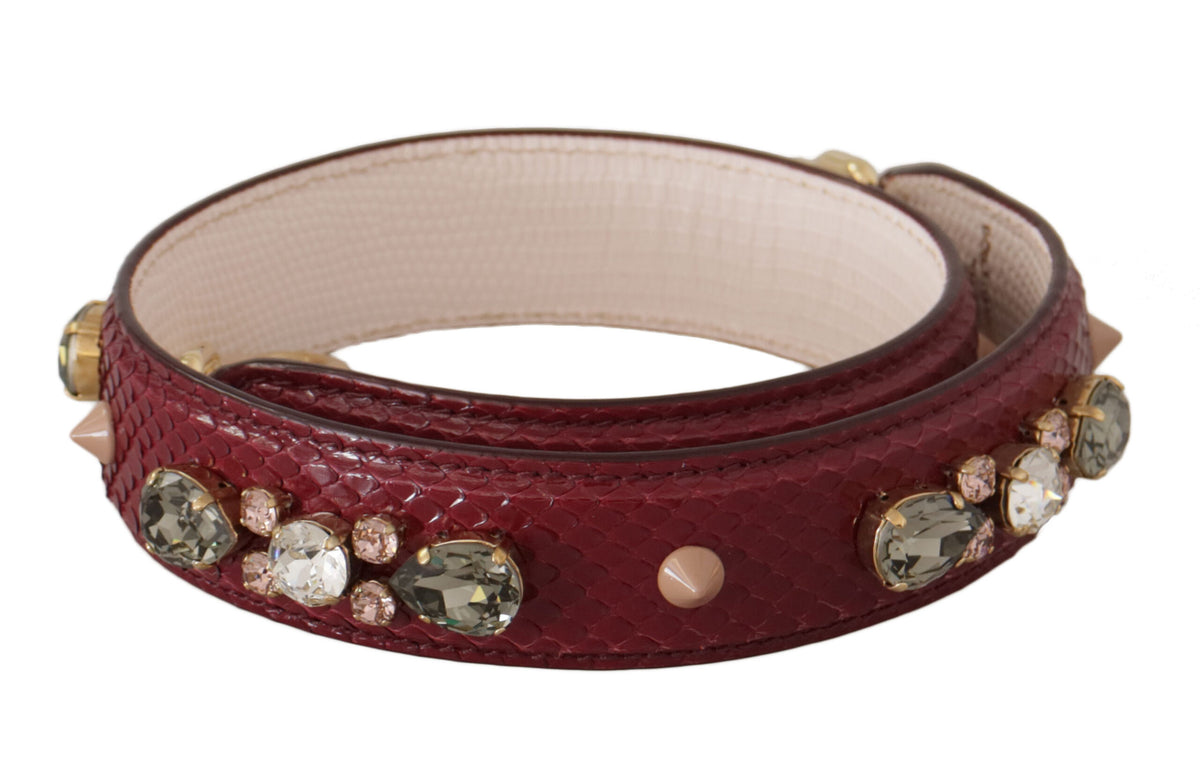 Dolce & Gabbana Bordeaux Leder Kristalle Tasche Schulterriemen