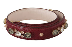 Dolce & Gabbana Bordeaux Leder Kristalle Tasche Schulterriemen