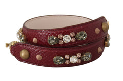Dolce & Gabbana Bordeaux Leder Kristalle Tasche Schulterriemen
