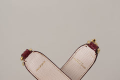 Dolce & Gabbana Bordeaux Leder Kristalle Tasche Schulterriemen