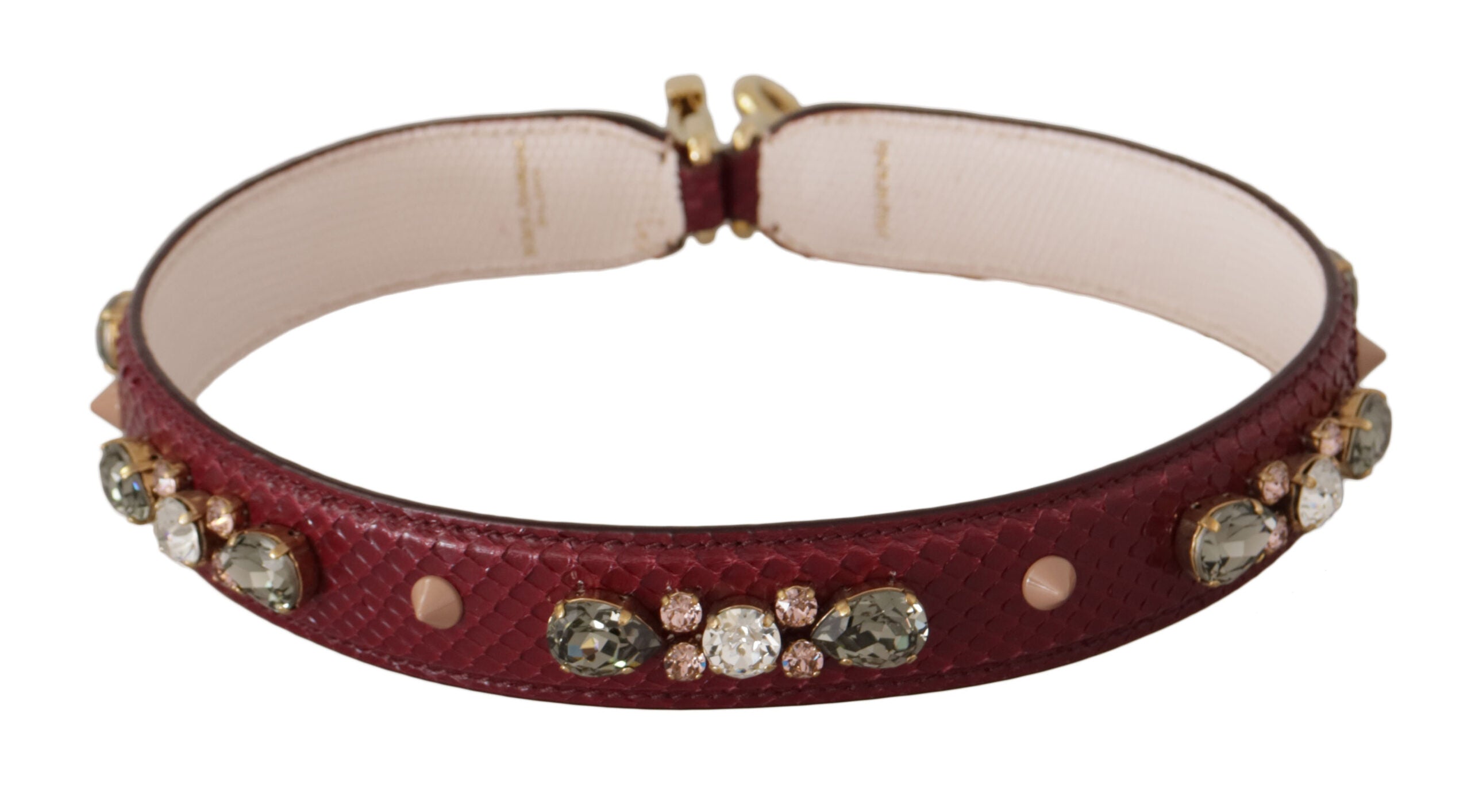 Dolce & Gabbana Bordeaux Leder Kristalle Tasche Schulterriemen