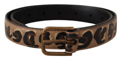 Dolce & Gabbana Brauner Leopardenmuster Vintage Metalltaillenschnallengürtel