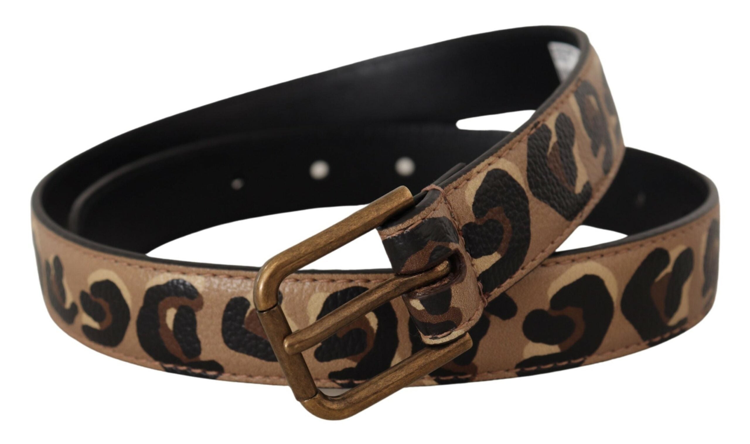 Dolce & Gabbana Brauner Leopardenmuster Vintage Metalltaillenschnallengürtel