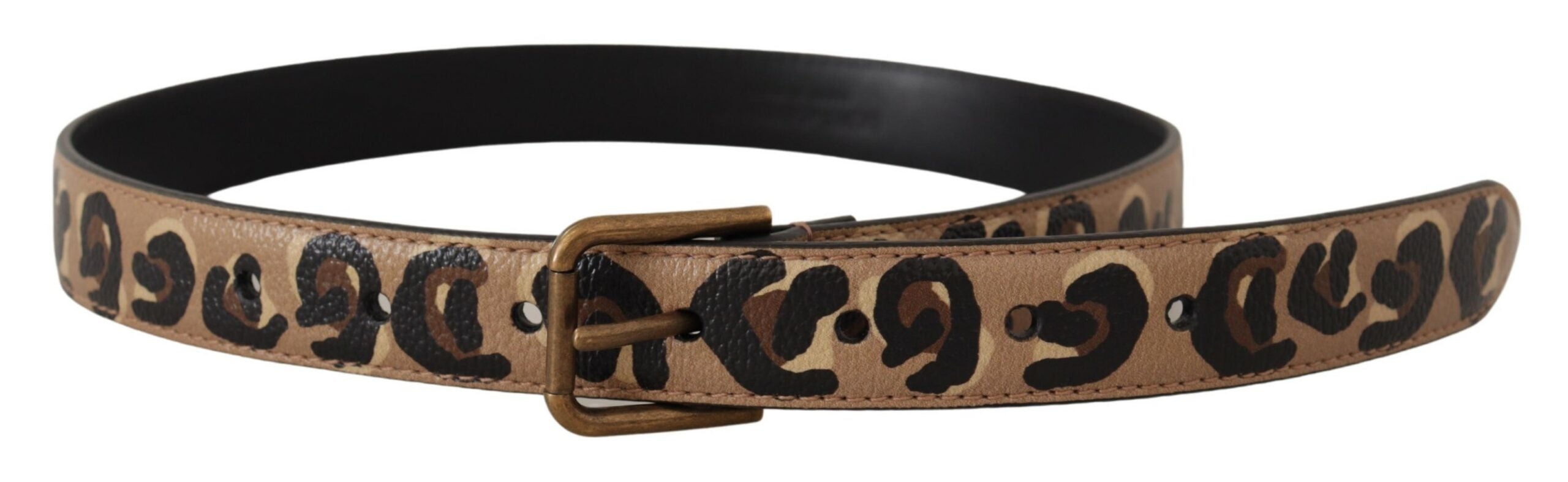 Dolce & Gabbana Brauner Leopardenmuster Vintage Metalltaillenschnallengürtel