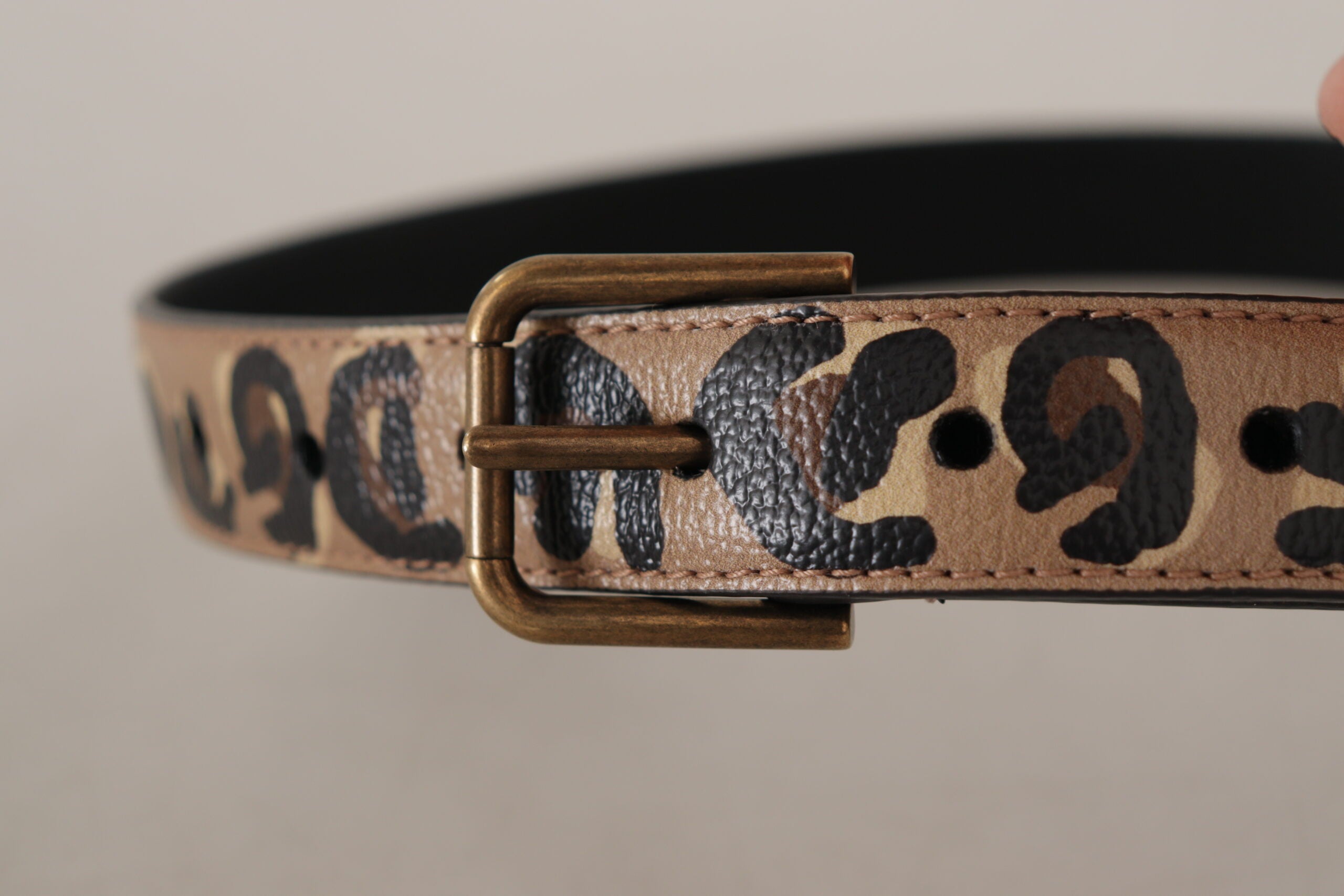 Dolce & Gabbana Brauner Leopardenmuster Vintage Metalltaillenschnallengürtel