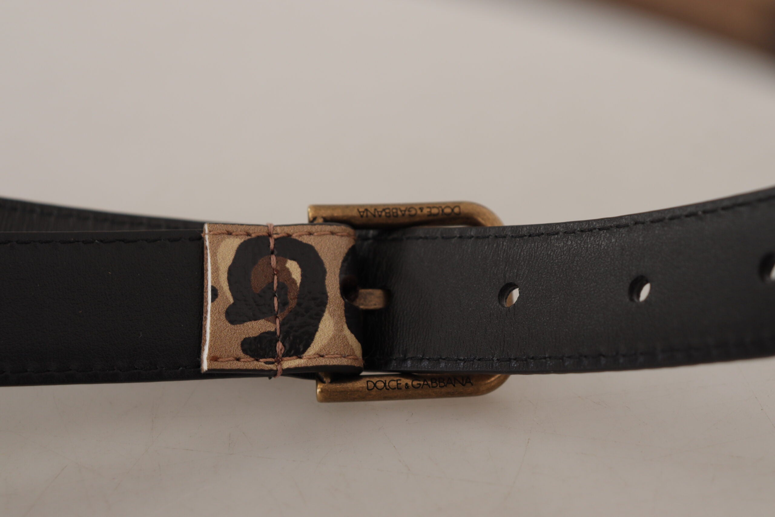 Dolce & Gabbana Brauner Leopardenmuster Vintage Metalltaillenschnallengürtel