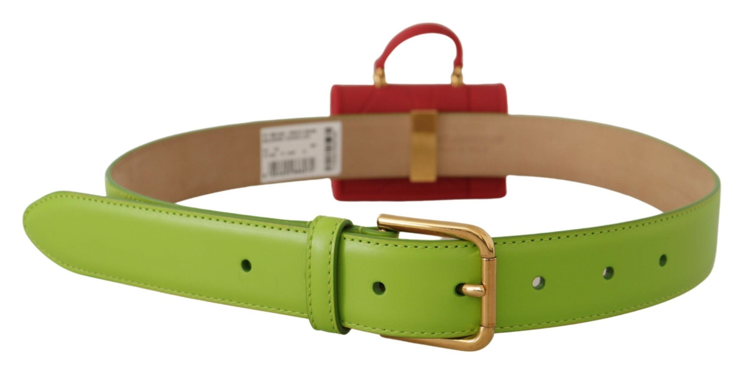 Dolce & Gabbana Grüne Leder Devotion Herz Micro Tasche Kopfhörer Gürtel