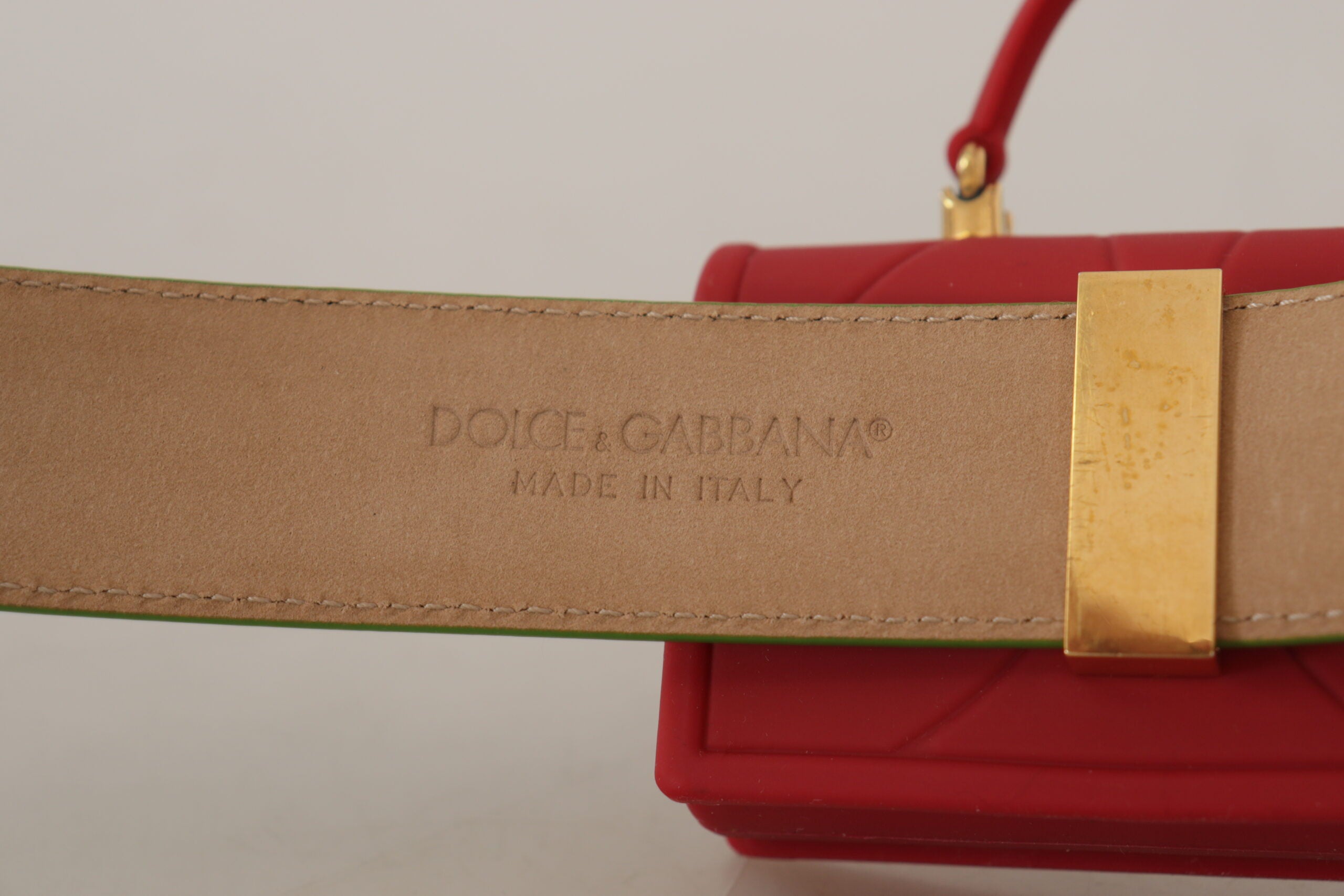 Dolce & Gabbana Grüne Leder Devotion Herz Micro Tasche Kopfhörer Gürtel