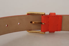 Dolce & Gabbana Orangefarbene Leder Devotion Heart Mikro-Tasche Kopfhörer Gürtel
