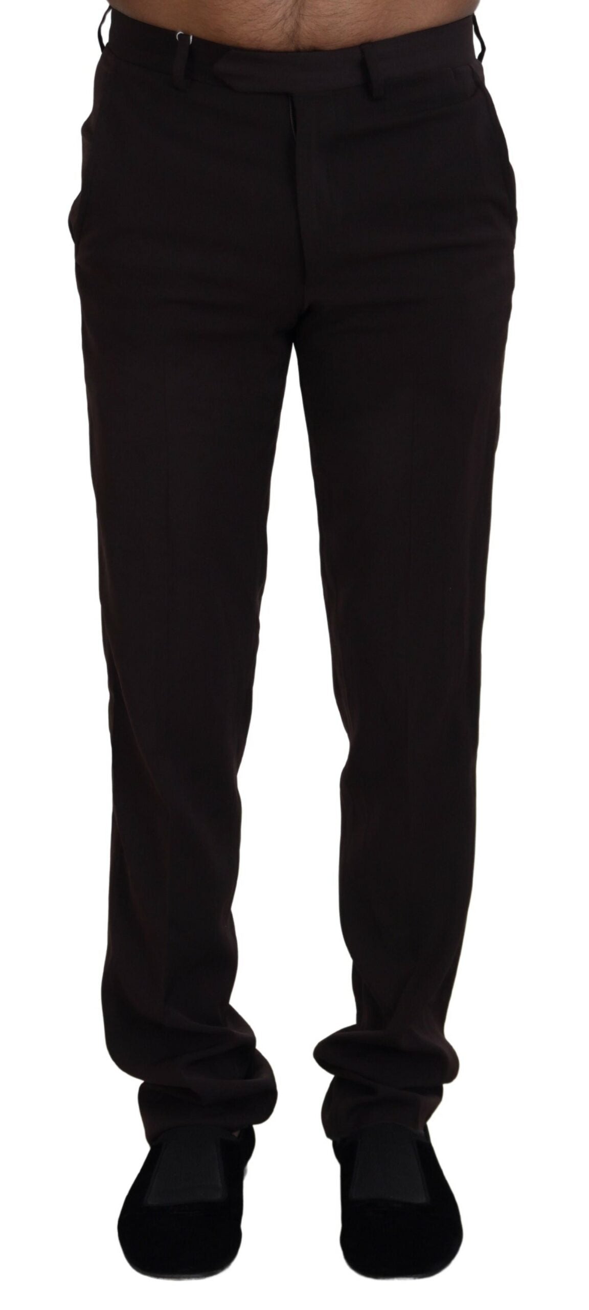BENCIVENGA Braune gerade geschnittene elegante Herrenhose