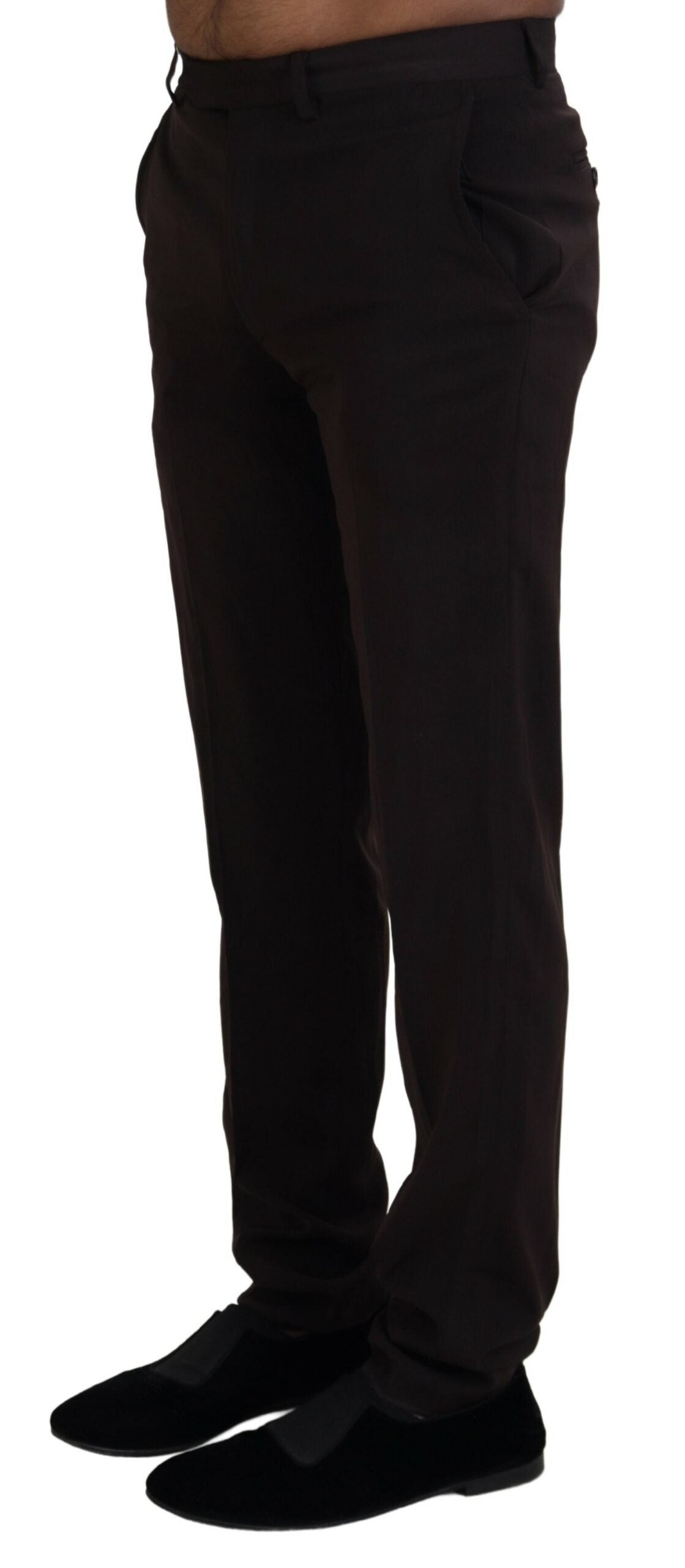 BENCIVENGA Braune gerade geschnittene elegante Herrenhose