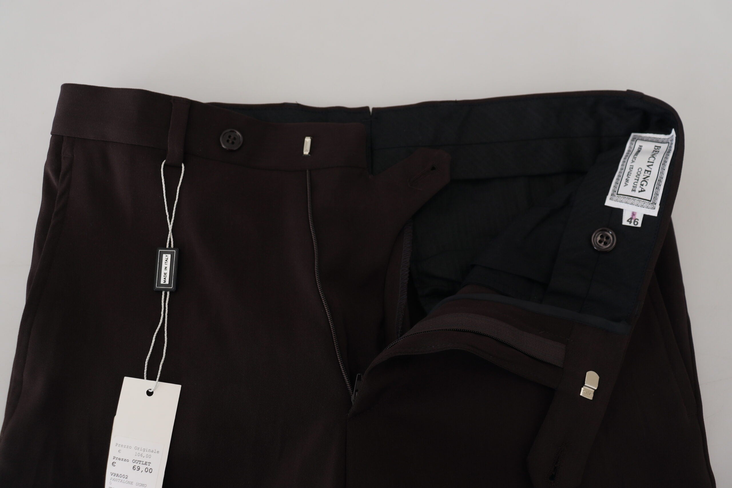 BENCIVENGA Braune gerade geschnittene elegante Herrenhose