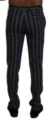 BENCIVENGA Grijze geruite slim fit herenbroek