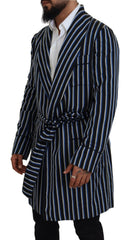 Dolce & Gabbana Morgenmantel mit schwarz-blauem Martini-Printfutter