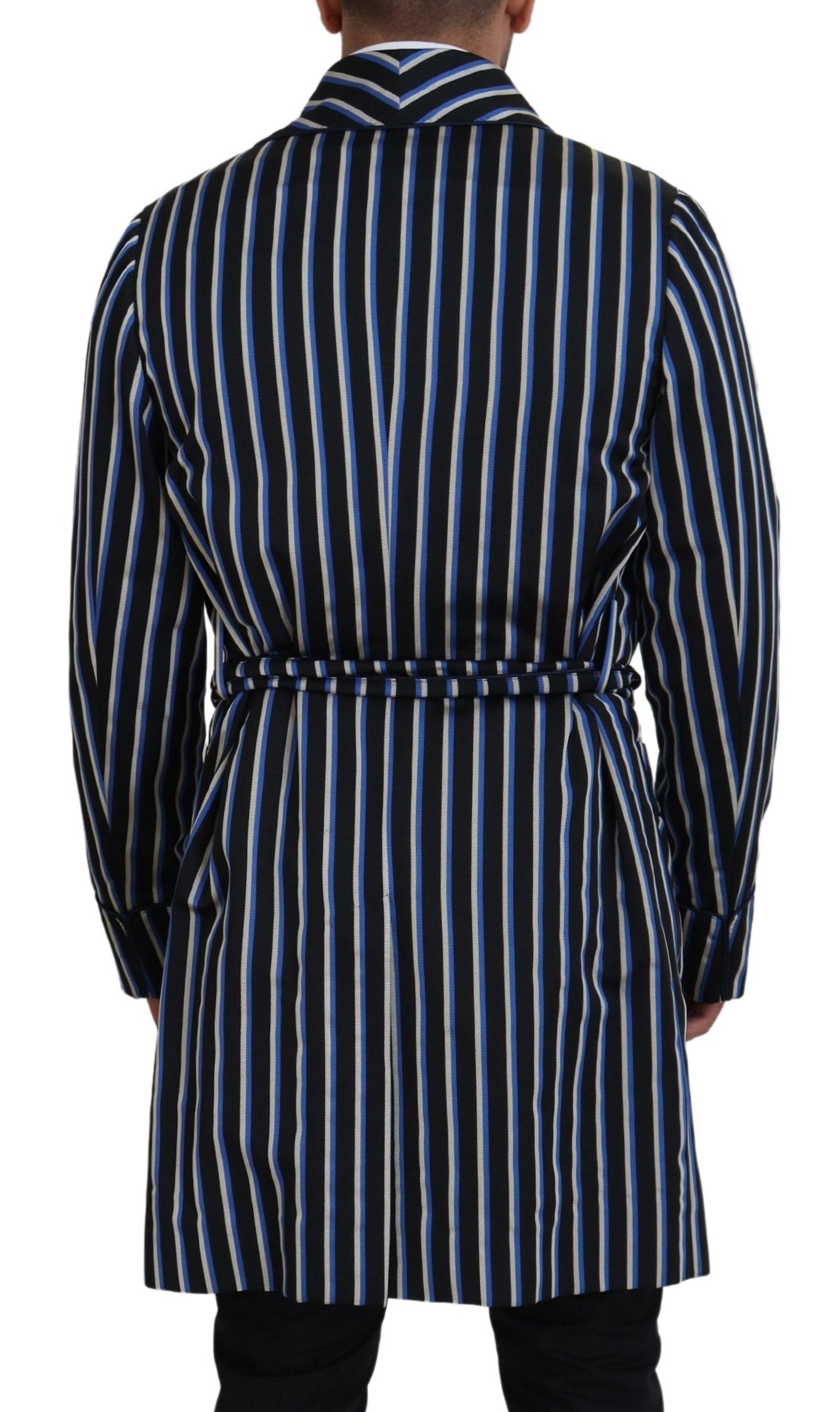 Dolce & Gabbana Morgenmantel mit schwarz-blauem Martini-Printfutter