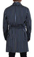 Dolce & Gabbana Morgenmantel mit schwarz-blauem Martini-Printfutter
