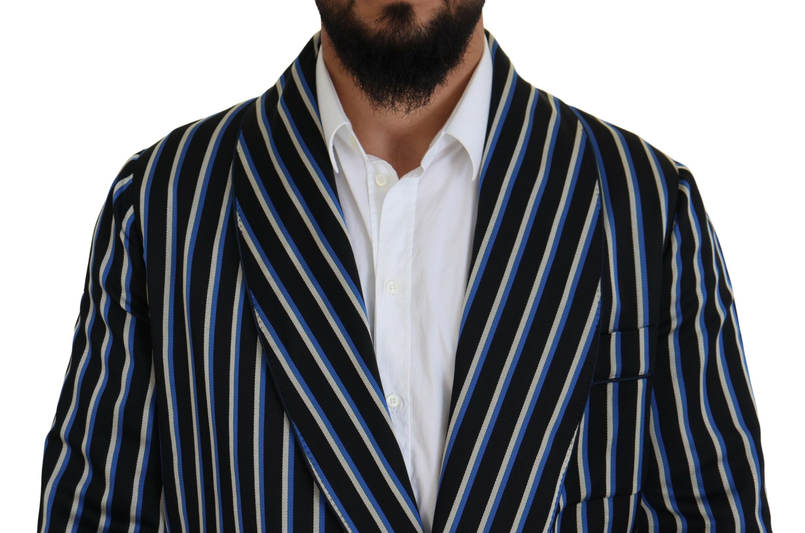 Dolce & Gabbana Morgenmantel mit schwarz-blauem Martini-Printfutter