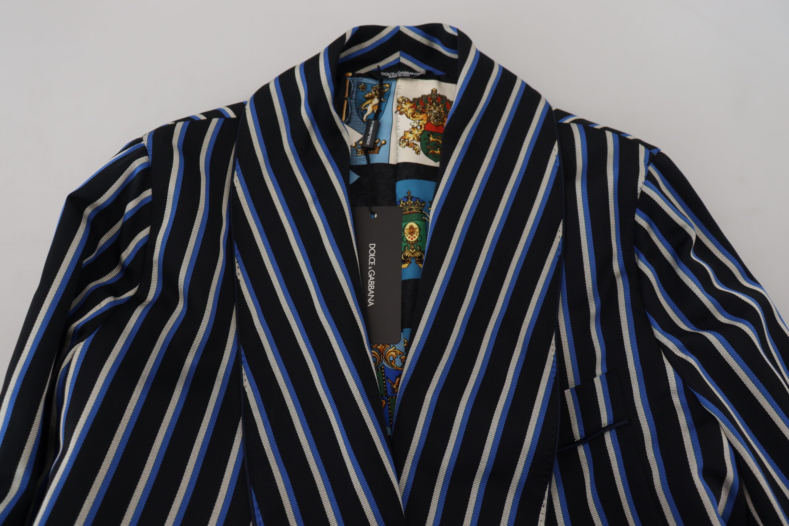 Dolce & Gabbana Morgenmantel mit schwarz-blauem Martini-Printfutter