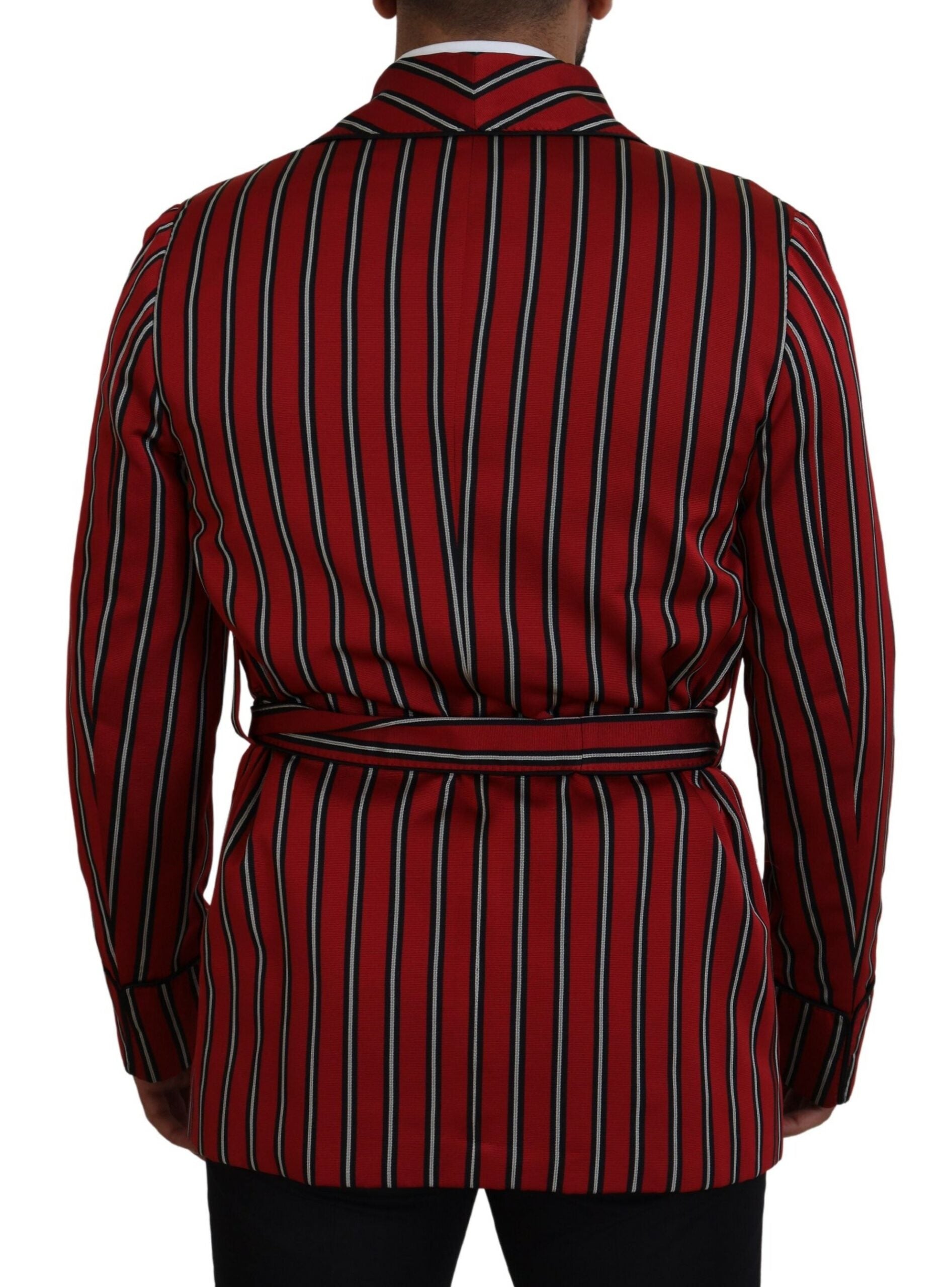 Dolce & Gabbana Morgenmantel mit rot gestreiftem Martini-Printfutter
