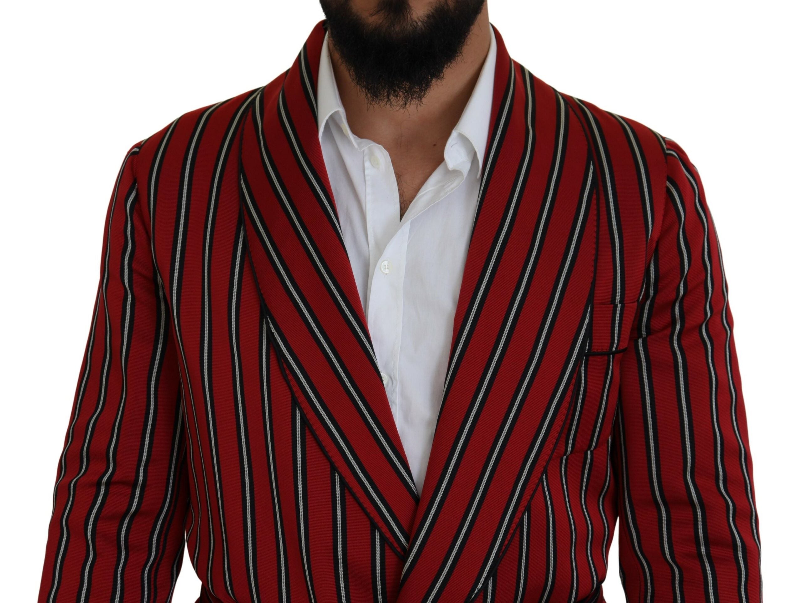 Dolce & Gabbana Morgenmantel mit rot gestreiftem Martini-Printfutter