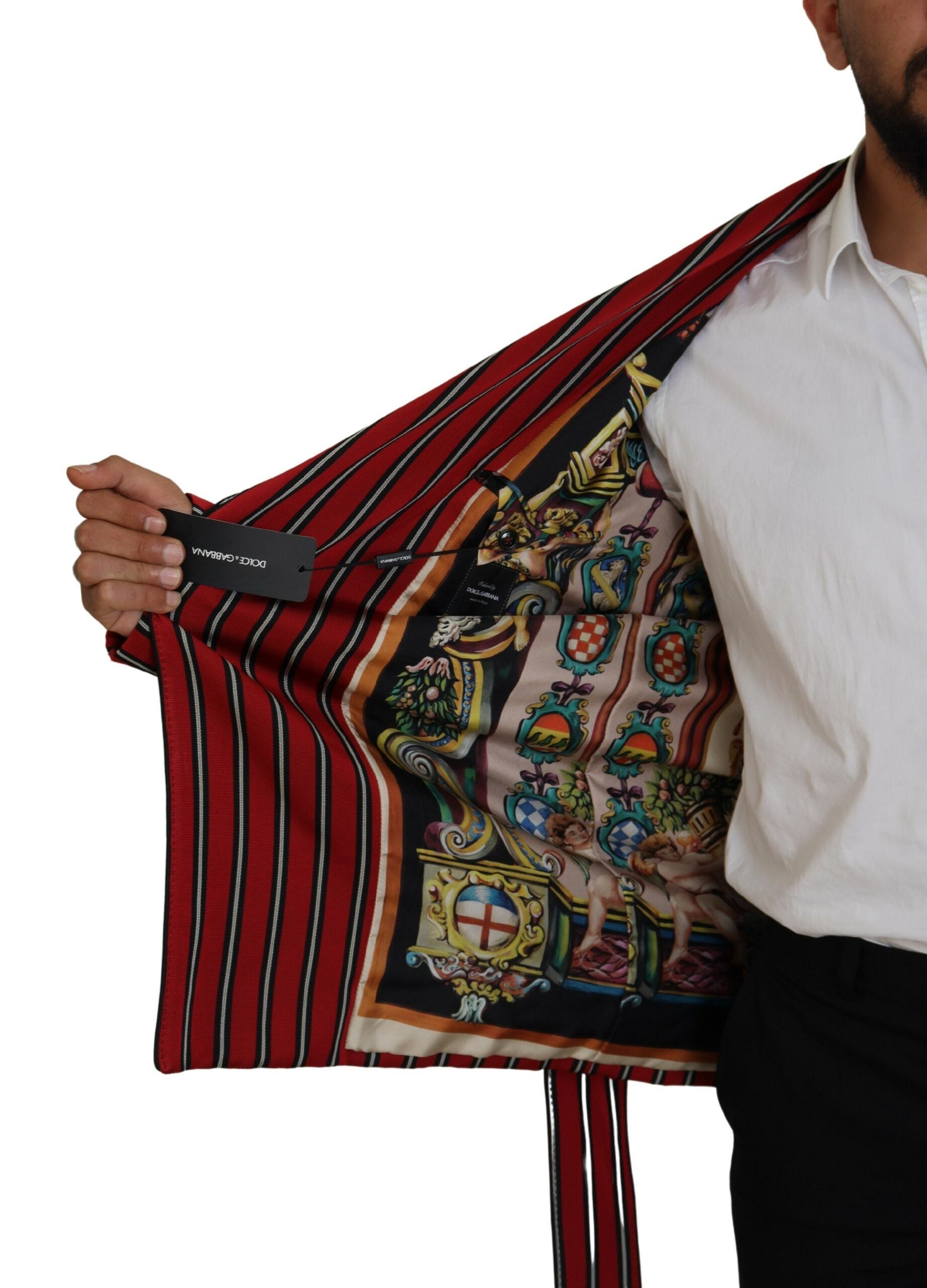 Dolce & Gabbana Morgenmantel mit rot gestreiftem Martini-Printfutter