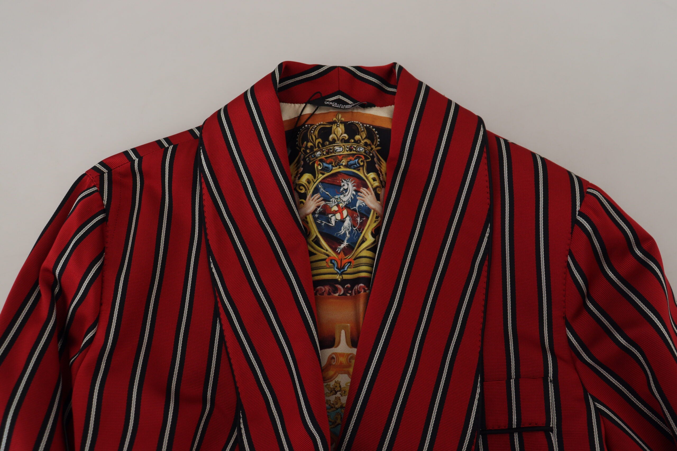 Dolce & Gabbana Morgenmantel mit rot gestreiftem Martini-Printfutter
