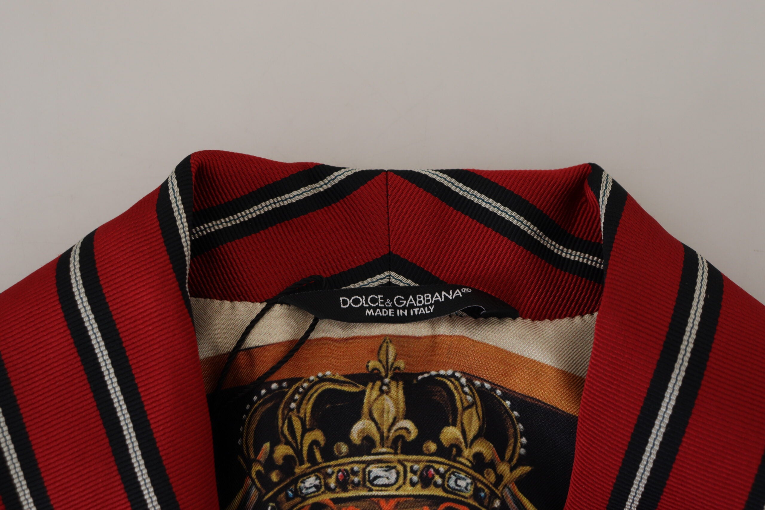 Dolce & Gabbana Morgenmantel mit rot gestreiftem Martini-Printfutter