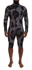Dolce & Gabbana Grau gemusterter Polyester-Neoprenanzug Bademode